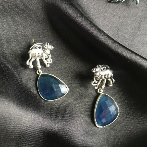 Camel Navy Blue Earings